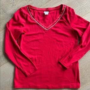 Chico’s Women's Red V-Neck Top